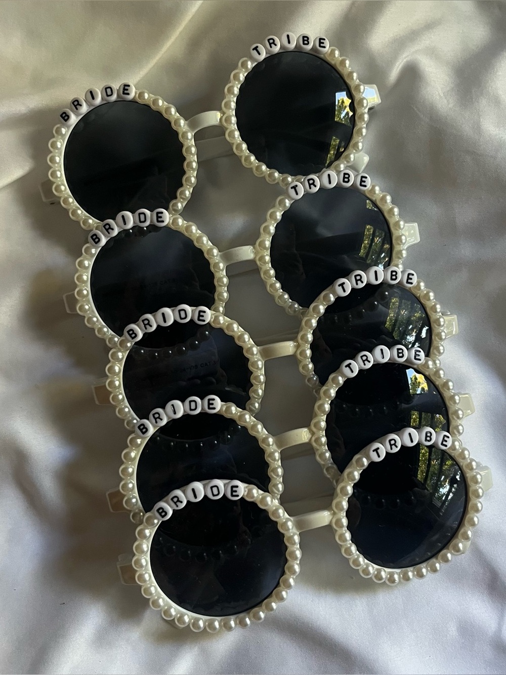 5 Bride Tribe Pearl Bead Circular Sunglasses